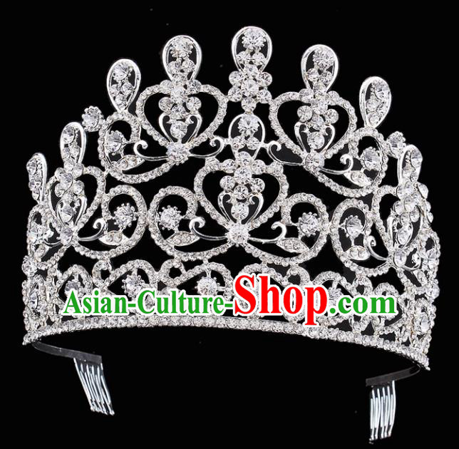 Top Grade Handmade Wedding Crystal Royal Crown Baroque Retro Hair Accessories for Women