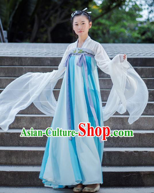 Traditional Chinese Ancient Tang Dynasty Court Maid Costume Embroidered Hanfu Dress for Rich Women