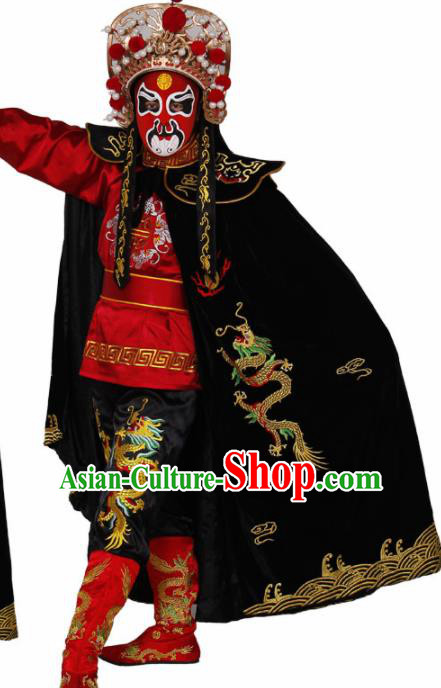 Traditional Chinese Beijing Opera Costume Sichuan Opera Changing Faces Embroidered Dragons Cloak for Men