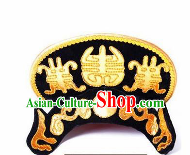 Chinese Traditional Beijing Opera Black Hats Sichuan Opera Changing Faces Embroidered Helmet for Men