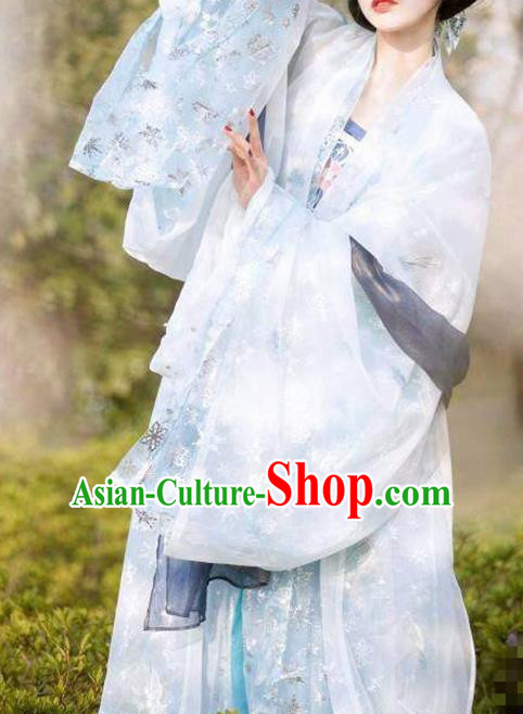 Chinese Tang Dynasty Imperial Consort Costumes Ancient Peri Princess Embroidered Hanfu Dress for Women