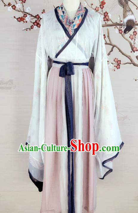 Chinese Jin Dynasty Princess Costumes Ancient Swordswoman Hanfu Dress for Women