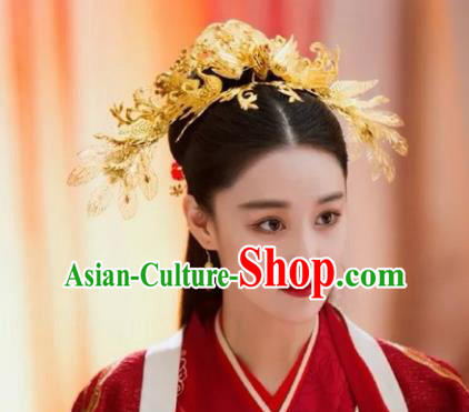 Chinese Ancient Imperial Consort Hair Accessories Golden Phoenix Hairpins for Women