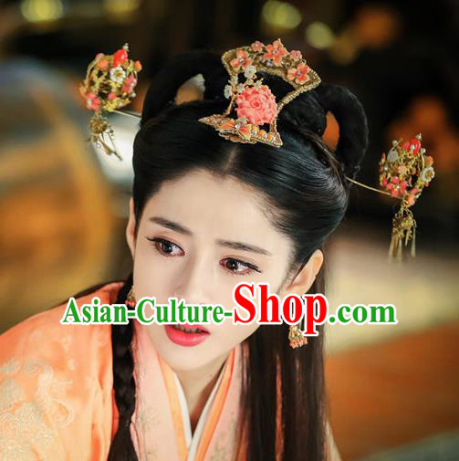 Chinese Ancient Han Dynasty Princess Hair Accessories Hairpins Complete Set for Women