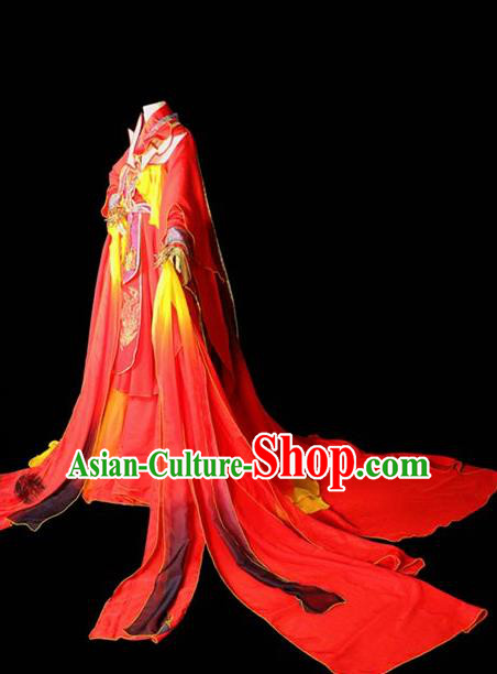 Traditional Chinese Cosplay Costumes Ancient Princess Embroidered Red Hanfu Dress for Women