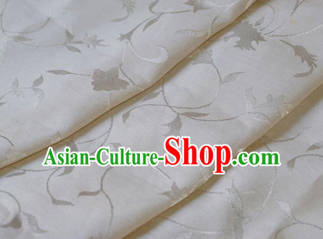 Asian Chinese Fabric Traditional Twine Pattern Design White Brocade Fabric Chinese Costume Silk Fabric Material
