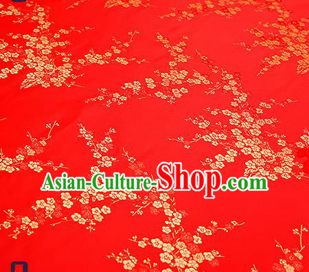 Chinese Traditional Red Brocade Fabric Asian Plum Blossom Pattern Design Satin Tang Suit Silk Fabric Material