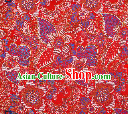 Chinese Traditional Red Brocade Fabric Classical Palace Flowers Pattern Design Satin Tang Suit Silk Fabric Material