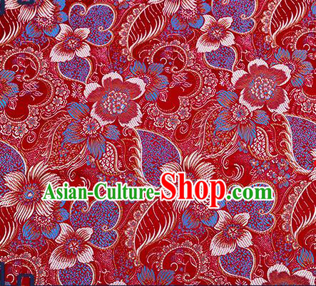 Chinese Traditional Purplish Red Brocade Fabric Classical Palace Flowers Pattern Design Satin Tang Suit Silk Fabric Material