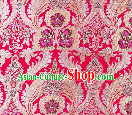 Traditional Chinese Tang Suit Rosy Nanjing Brocade Material Silk Fabric Classical Pattern Design Satin Drapery