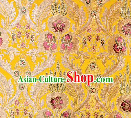Traditional Chinese Tang Suit Yellow Nanjing Brocade Material Silk Fabric Classical Pattern Design Satin Drapery