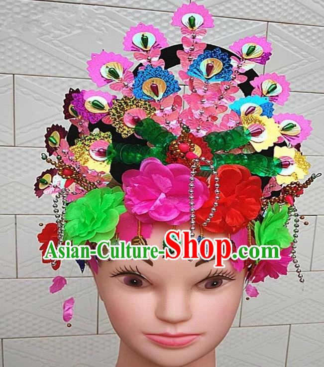Chinese Traditional Folk Dance Yanko Dance Hair Accessories Peking Opera Headwear for Women