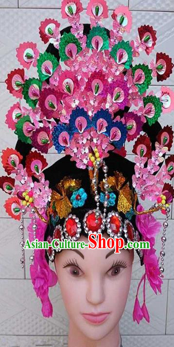 Chinese Traditional Folk Dance Sequins Hair Accessories Ancient Peking Opera Diva Headwear for Women