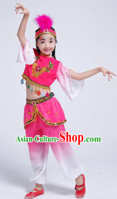 Chinese Traditional Uigurian Ethnic Costumes Uyghur Nationality Girls Folk Dance Clothing for Kids