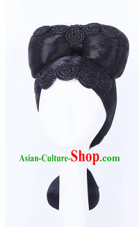 Traditional Chinese Drama Imperial Consort Wigs Sheath Ancient Swordswoman Handmade Chignon Hair Accessories for Women