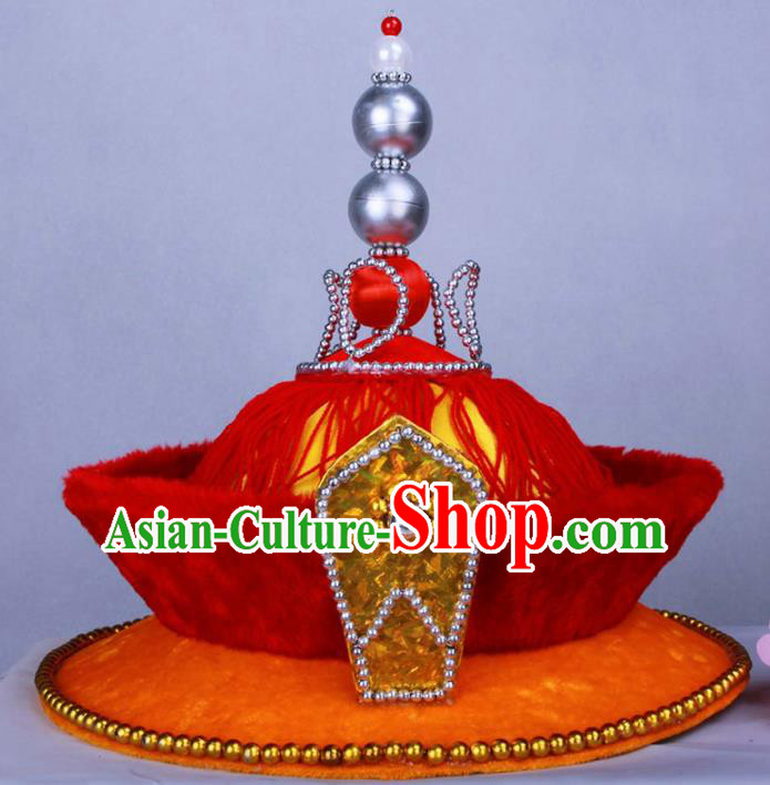 Chinese Traditional Handmade Hats Ancient Qing Dynasty Emperor Headwear for Men
