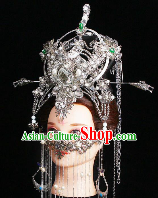 Chinese Traditional Handmade Phoenix Coronet Hairpins Ancient Tang Dynasty Empress Headwear for Women