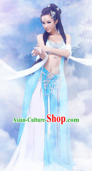 Chinese Traditional Court Dancer Consort Costumes Ancient Fairy Hanfu Sexy Dress and Headpiece for Women