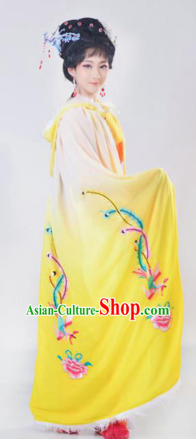 Chinese Traditional Peking Opera Actress Costumes Ancient Imperial Concubine Yellow Cloak for Adults