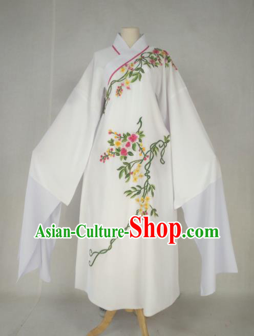 Chinese Traditional Peking Opera Niche Costume Ancient Prince White Robe for Adults