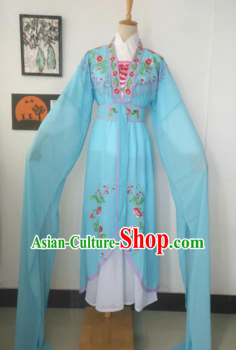 Chinese Traditional Peking Opera Costumes Ancient Court Maid Blue Dress for Adults