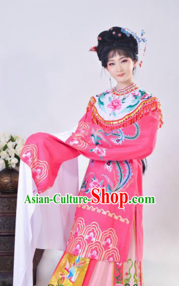 Chinese Traditional Peking Opera Queen Costumes Ancient Empress Rosy Dress for Adults