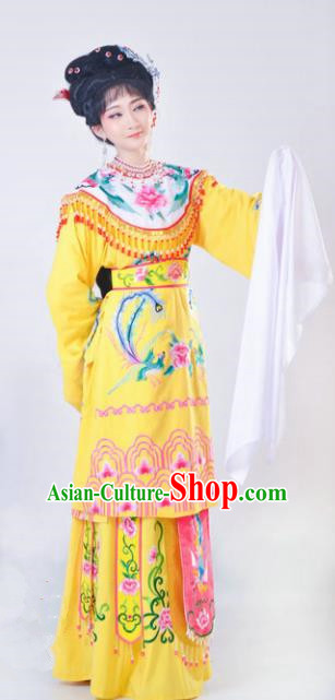 Chinese Traditional Peking Opera Queen Costumes Ancient Empress Yellow Dress for Adults