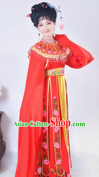 Chinese Traditional Peking Opera Queen Red Costumes Ancient Empress Dress for Adults