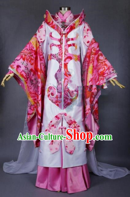 Asian Chinese Cosplay Princess Rosy Costumes Ancient Swordswoman Dress Clothing for Women