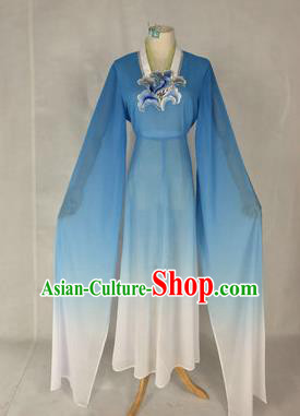 Chinese Traditional Peking Opera Court Maid Costumes Ancient Beijing Opera Diva Blue Dress for Adults