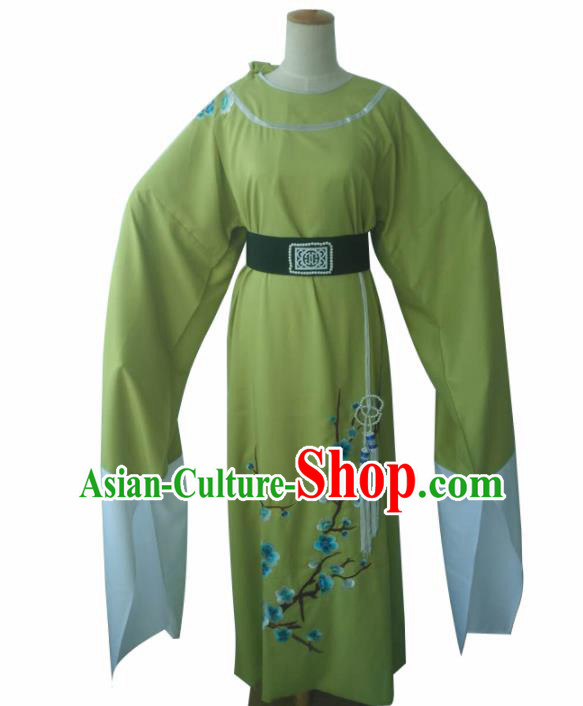 Chinese Traditional Peking Opera Niche Costume Ancient Scholar Green Robe for Adults