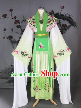 Chinese Traditional Peking Opera Actress Costumes Ancient Imperial Concubine Embroidered Light Green Dress for Adults