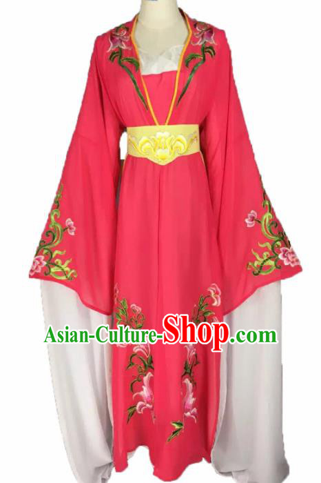 Chinese Traditional Peking Opera Actress Costumes Ancient Maidservants Rosy Dress for Adults