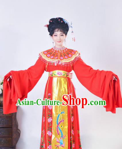Chinese Traditional Peking Opera Actress Costumes Ancient Imperial Concubine Red Dress for Adults