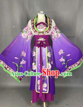 Chinese Traditional Peking Opera Actress Costumes Ancient Palace Princess Purple Dress for Adults