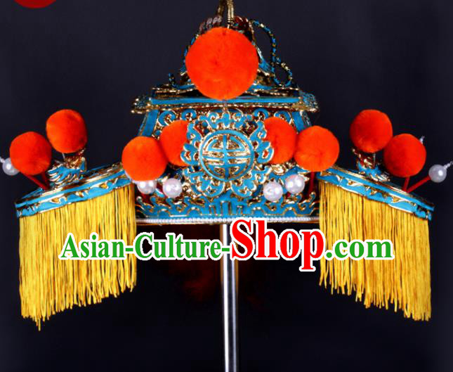 Chinese Traditional Peking Opera Senior Grand Tutor Hat Ancient General Helmet for Adults