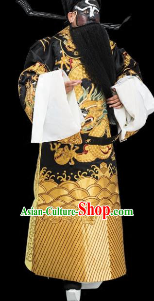 Chinese Traditional Peking Opera Chancellor Costume Ancient Bao Zheng Black Embroidered Robe for Adults