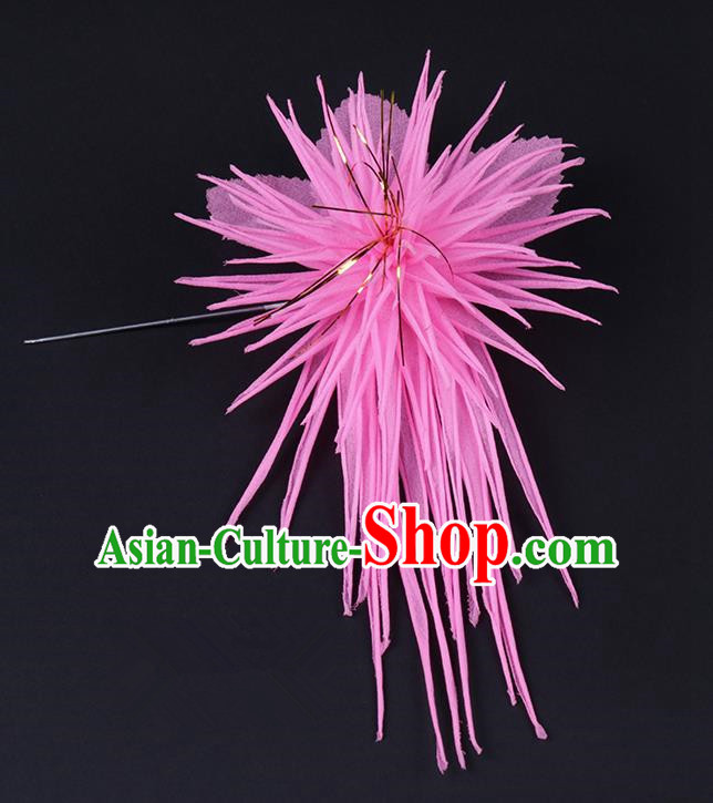 Chinese Traditional Peking Opera Hair Accessories Ancient Pink Chrysanthemum Hairpins for Women