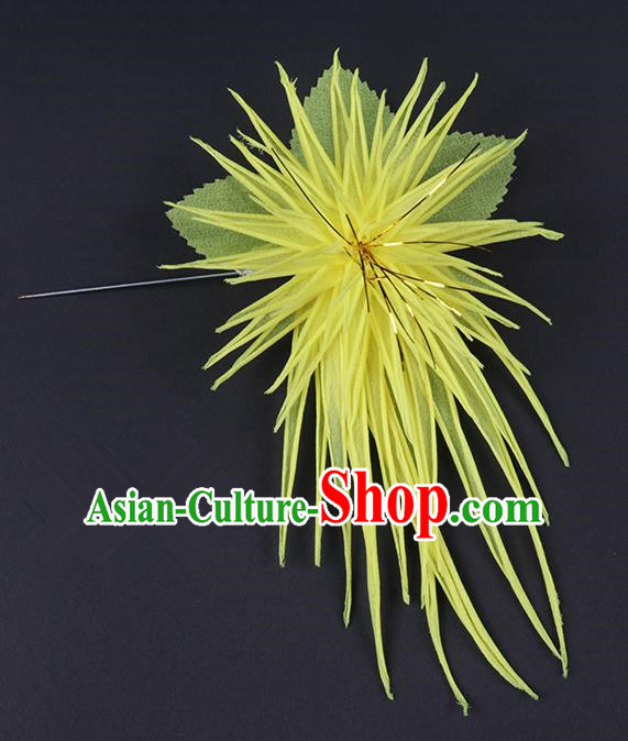 Chinese Traditional Peking Opera Hair Accessories Ancient Yellow Chrysanthemum Hairpins for Women