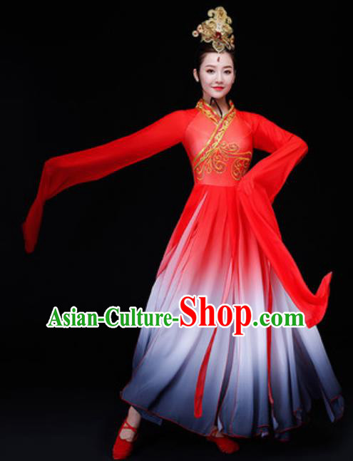 Chinese Traditional Folk Dance Costume Classical Dance Red Dress for Women