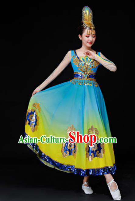 Chinese Traditional Uyghur Nationality Folk Dance Costumes Uigurian Dance Dress for Women