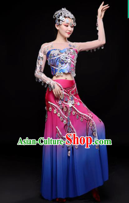 Chinese Traditional Dai Nationality Folk Dance Costumes Peacock Dance Dress for Women