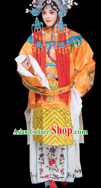 Chinese Traditional Peking Opera Diva Costumes Ancient Imperial Consort Yellow Dress for Adults