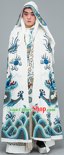 Chinese Traditional Peking Opera Takefu Costume Ancient Changing Faces White Cloak for Adults
