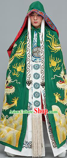Chinese Traditional Peking Opera Takefu Costume Ancient Changing Faces Green Cloak for Adults