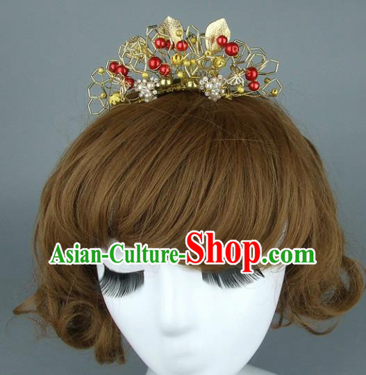 Top Grade Chinese Handmade Golden Leaf Hair Comb Traditional Wedding Hair Accessories for Women