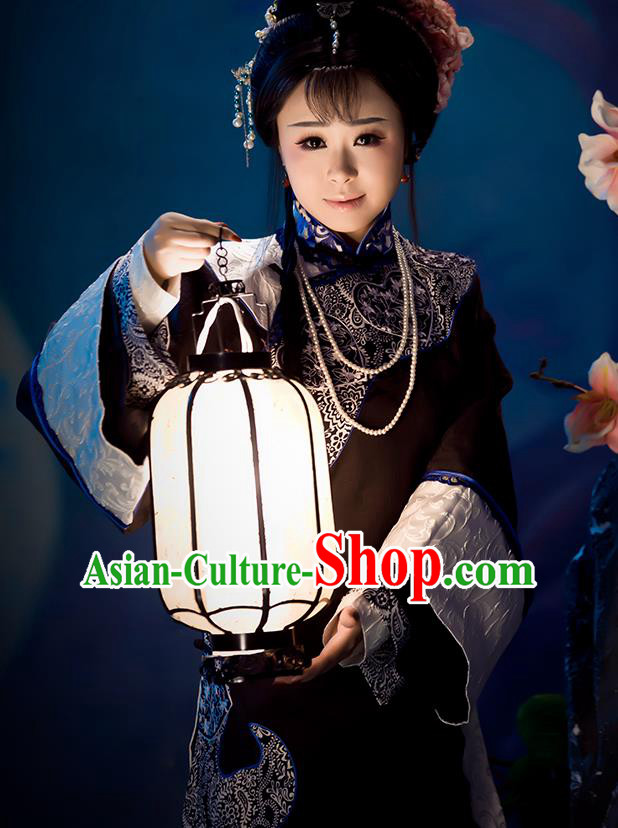 Chinese Traditional Qipao Dress Ancient Qing Dynasty Nobility Lady Embroidered Costumes for Women