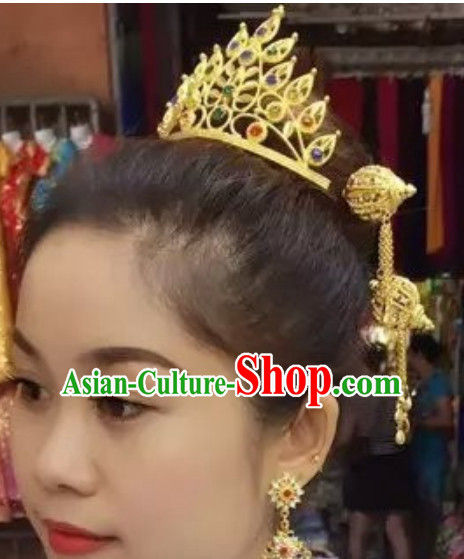 Traditional Thailand Princess Hair Jewelry Crown