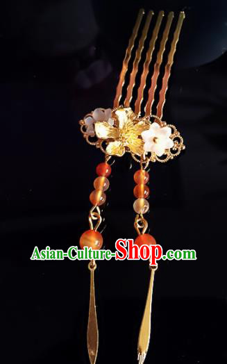 Chinese Handmade Ancient Golden Hair Comb Hair Accessories Hanfu Hairpins for Women