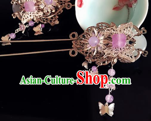 Chinese Handmade Ancient Princess Hair Accessories Hanfu Butterfly Hairpins for Women